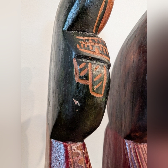 Set of Hand Carved Wooden Andean Motherhood Figurines Folk Art from Ecuador 10" - Picture 8 of 14